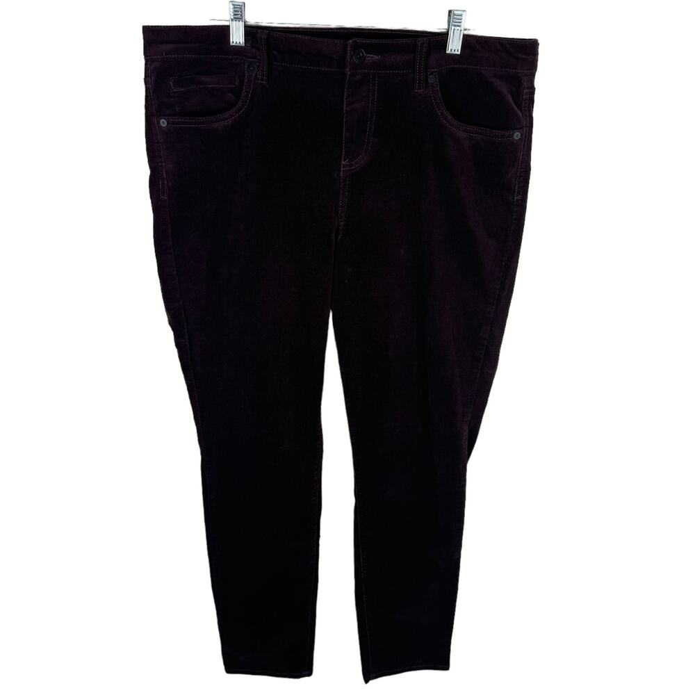 Edyson Dark Burgundy Skinny High Rise Cotton Corduroy Pants Pockets Size‎ 33